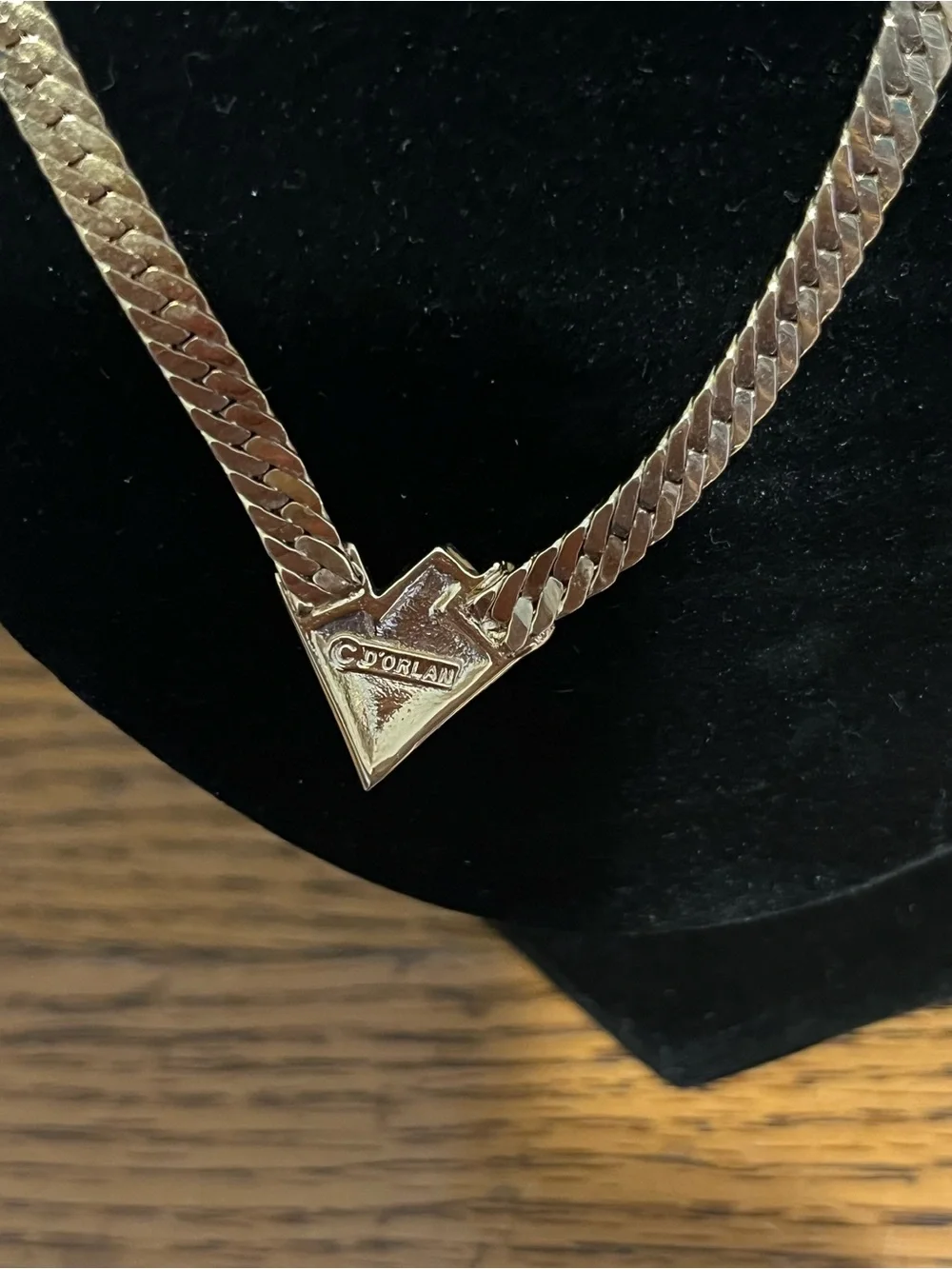 Men's Gold-Tone V Pendant Curb Chain Necklace